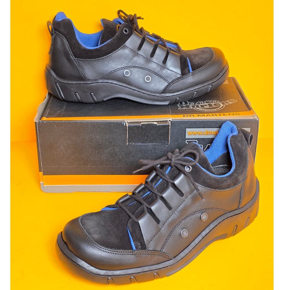 Vintage Dr Martens 9563 Black Leather Shoes Blue Lining US 12 New in Box Rare